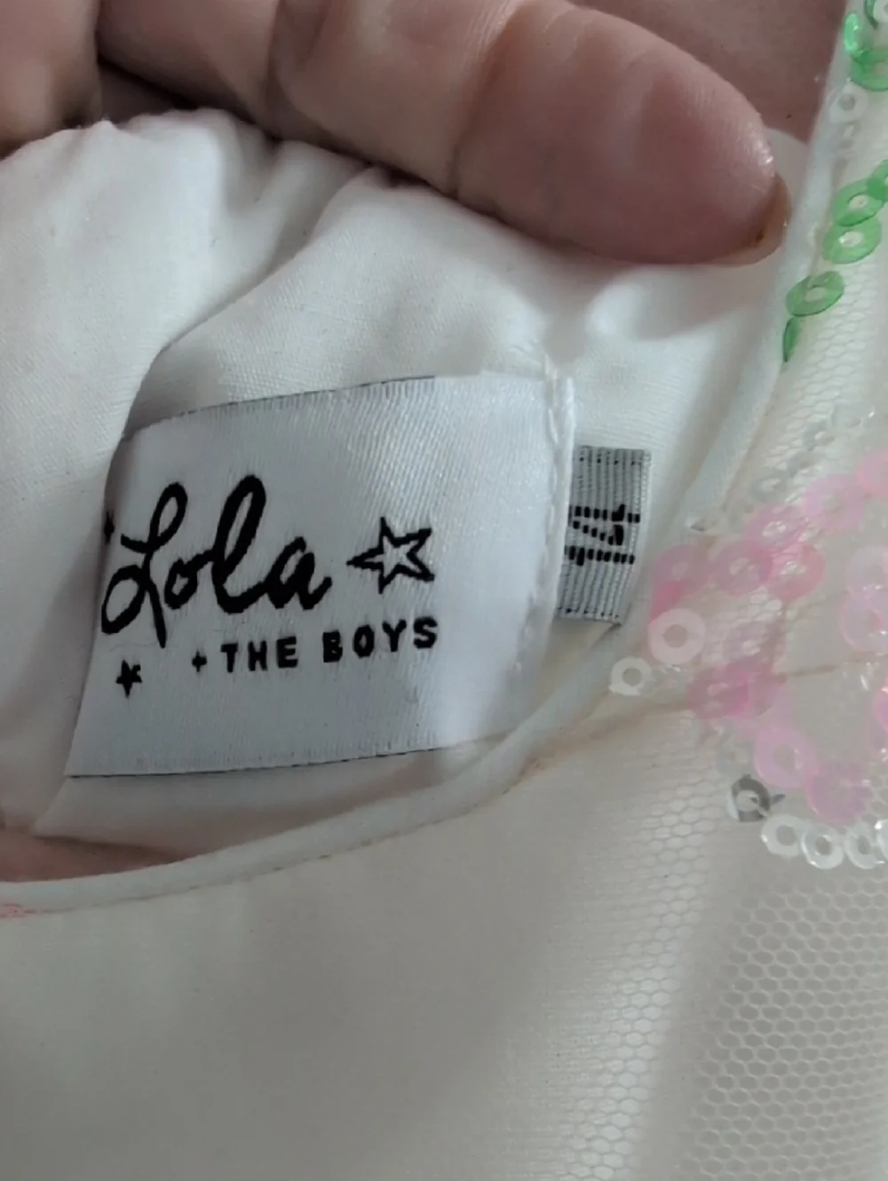 Lola + The Boys White Floral Sequin Girls' Formal Dress - Pink & Green